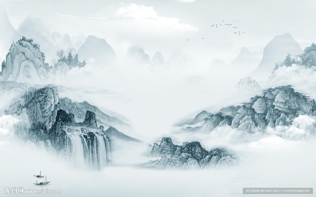 现代山水大气墙画 TIF文件