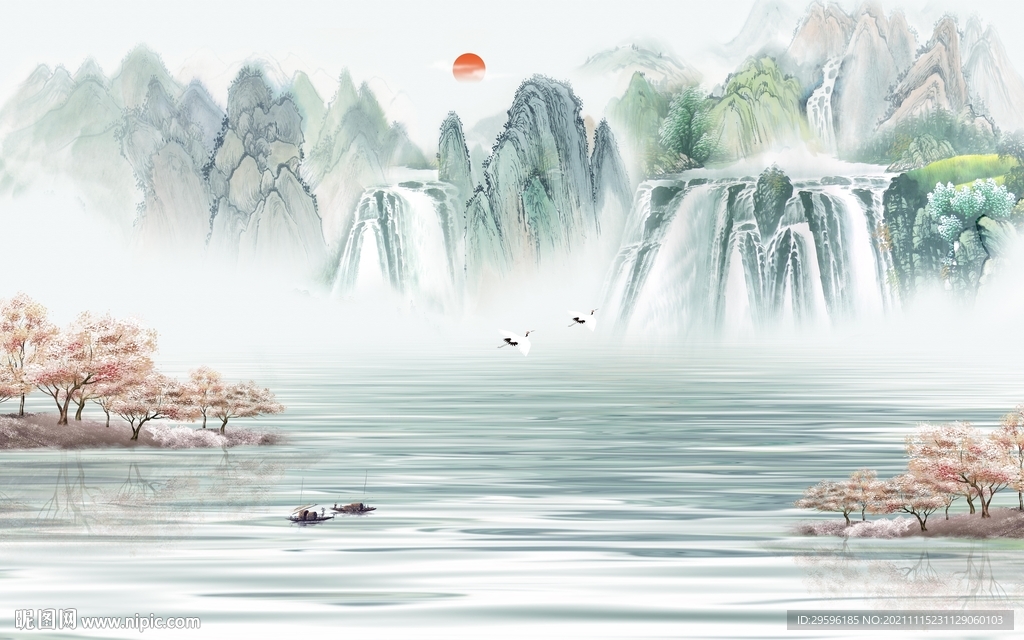 中国风山水大气墙画 TIF文件