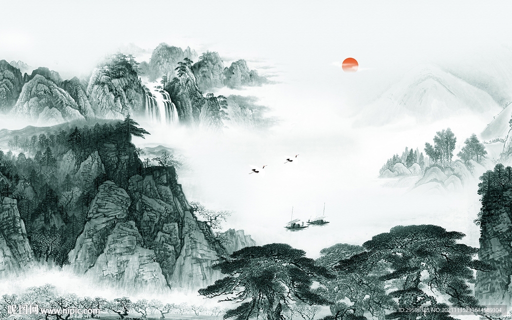 高清山水大气墙画 TIF文件