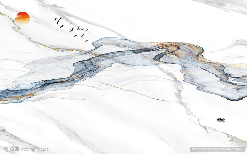 爵士白风景墙画 TIF分层