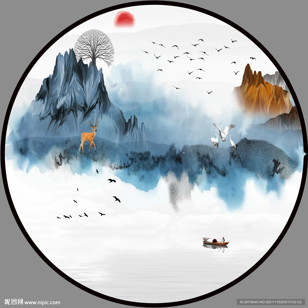 水墨山水画 