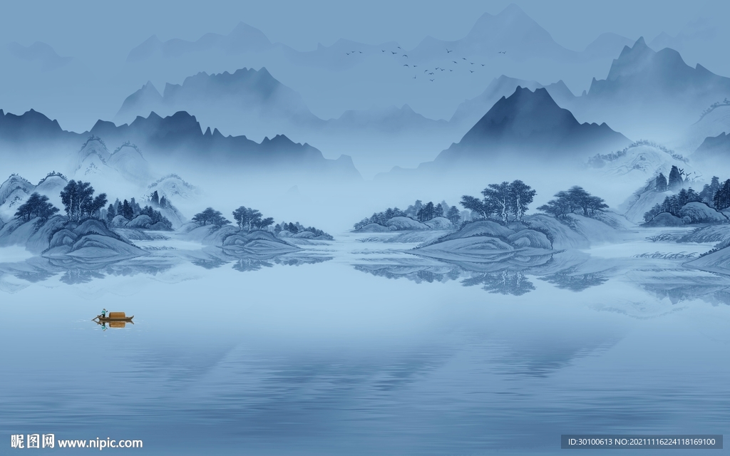 现代意境画山水 TIF分层图