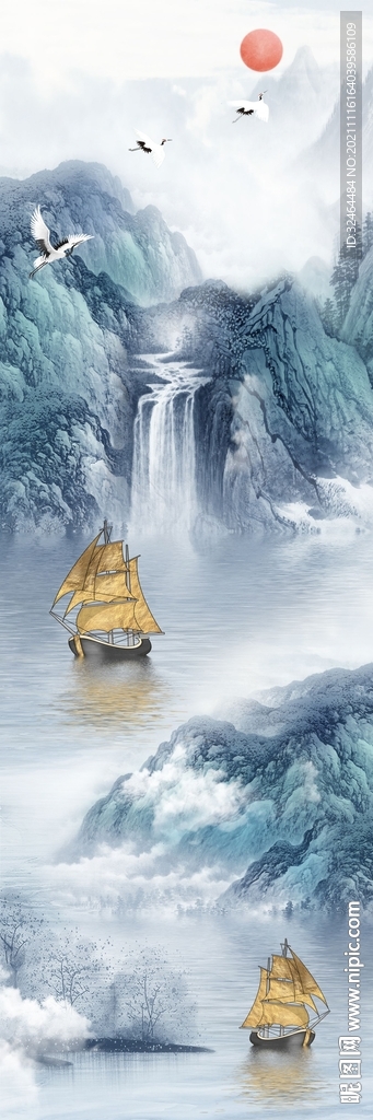 别墅竖式山水玄关