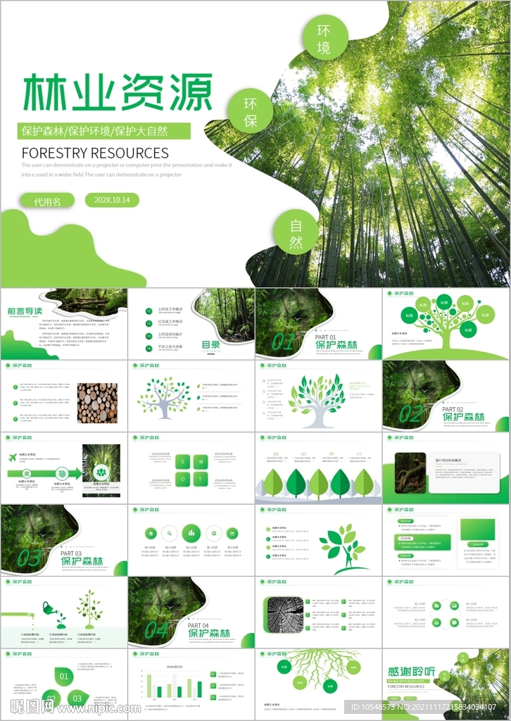 森林湿地环境保护生态林业ppt