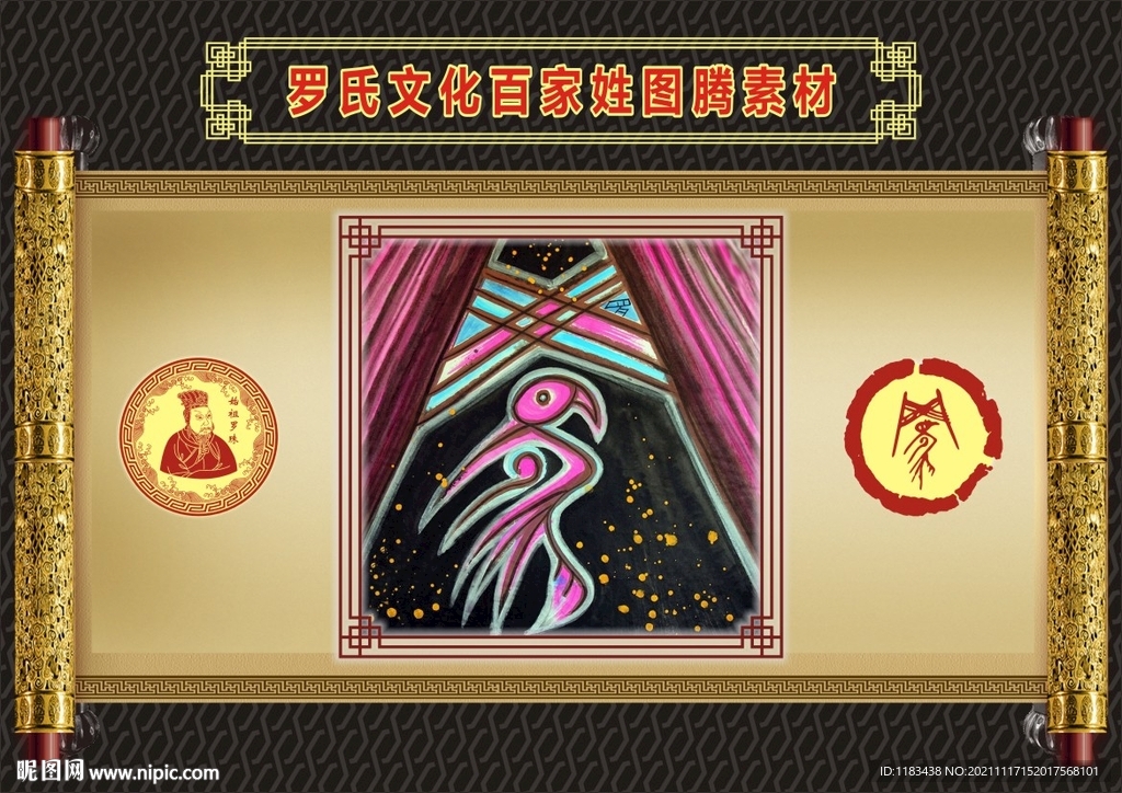 罗氏文化百家姓图腾彩色素材