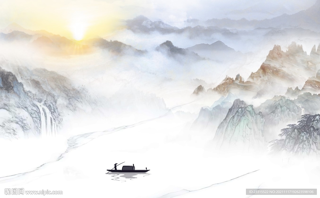 新中式山水背景墙