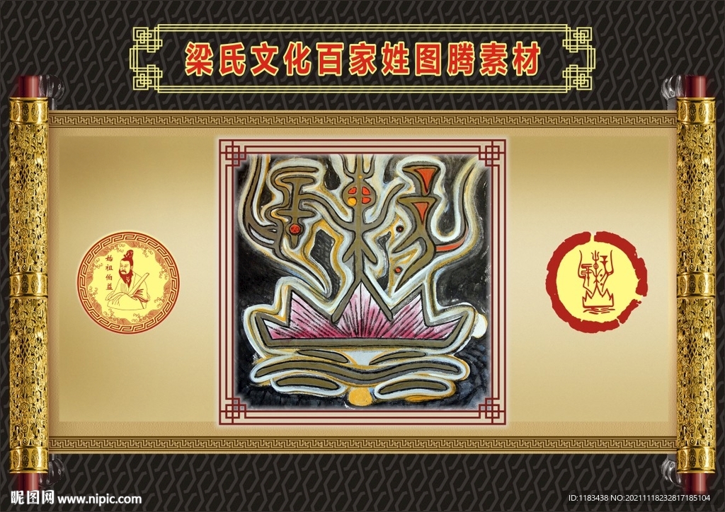 梁氏文化百家姓图腾素材