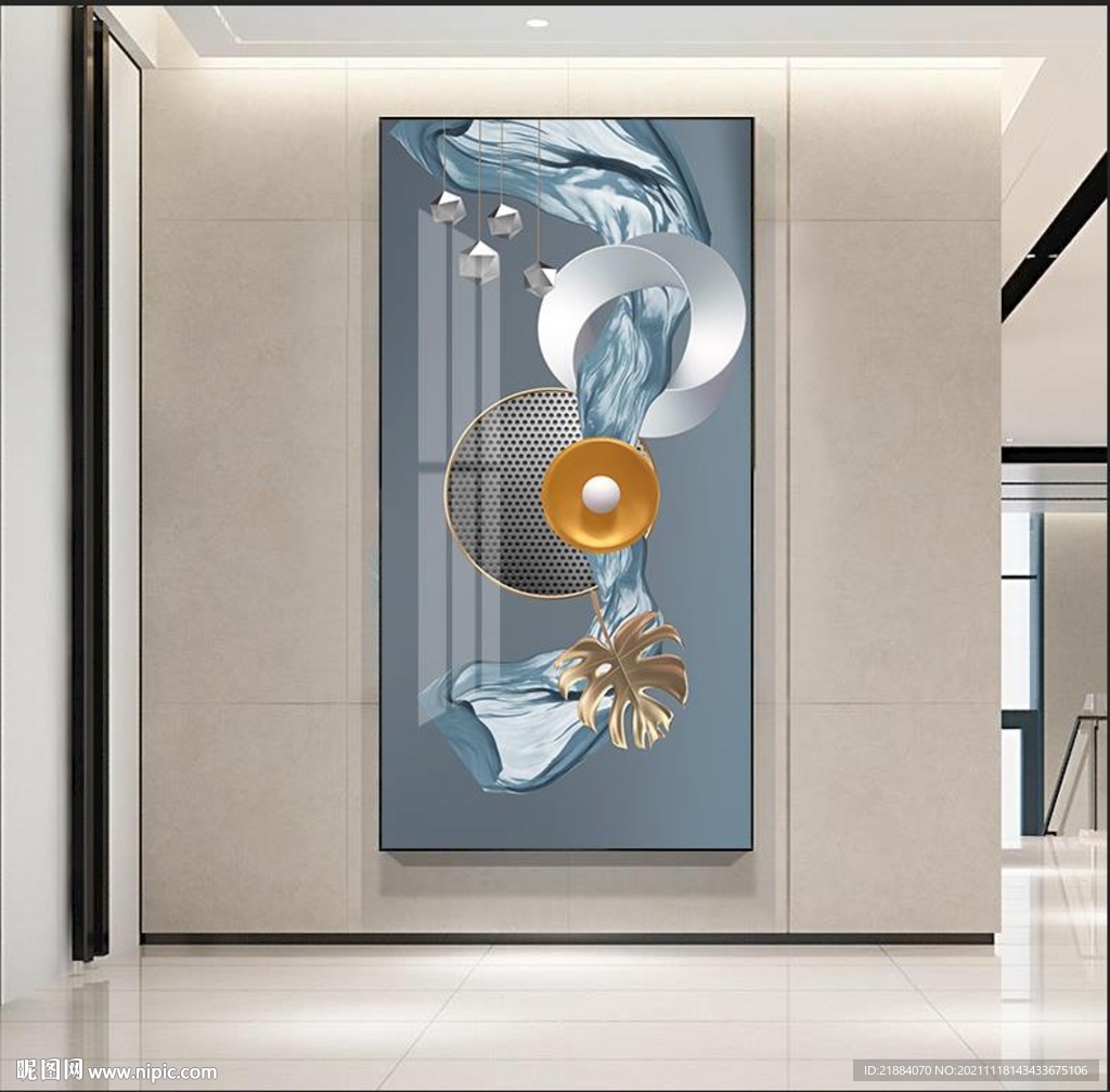 晶瓷画轻奢客厅装饰画餐厅两联画新中式走廊过道挂画招财鱼-美间设计