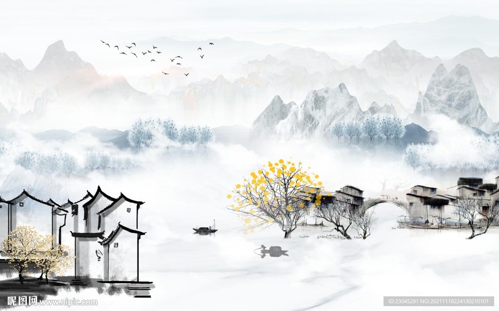 新中式电视背景墙