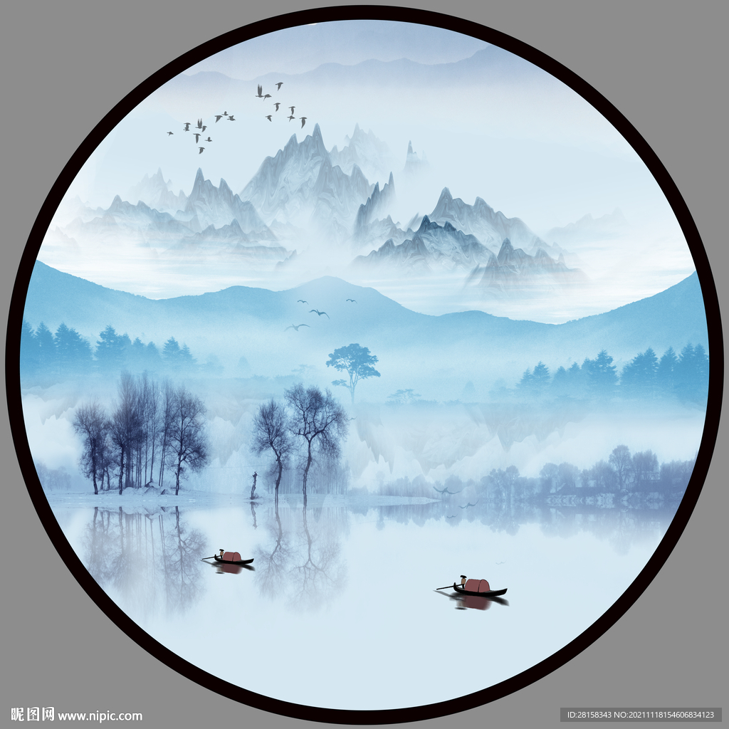 水墨山水画 
