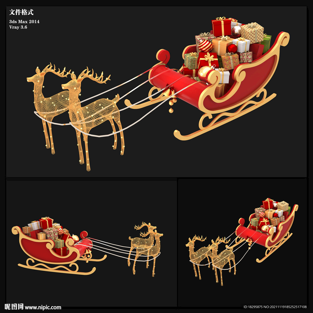 圣诞老人骑雪橇与驯鹿和礼物袋孤立矢量插图插画图片素材_ID:411364875-Veer图库