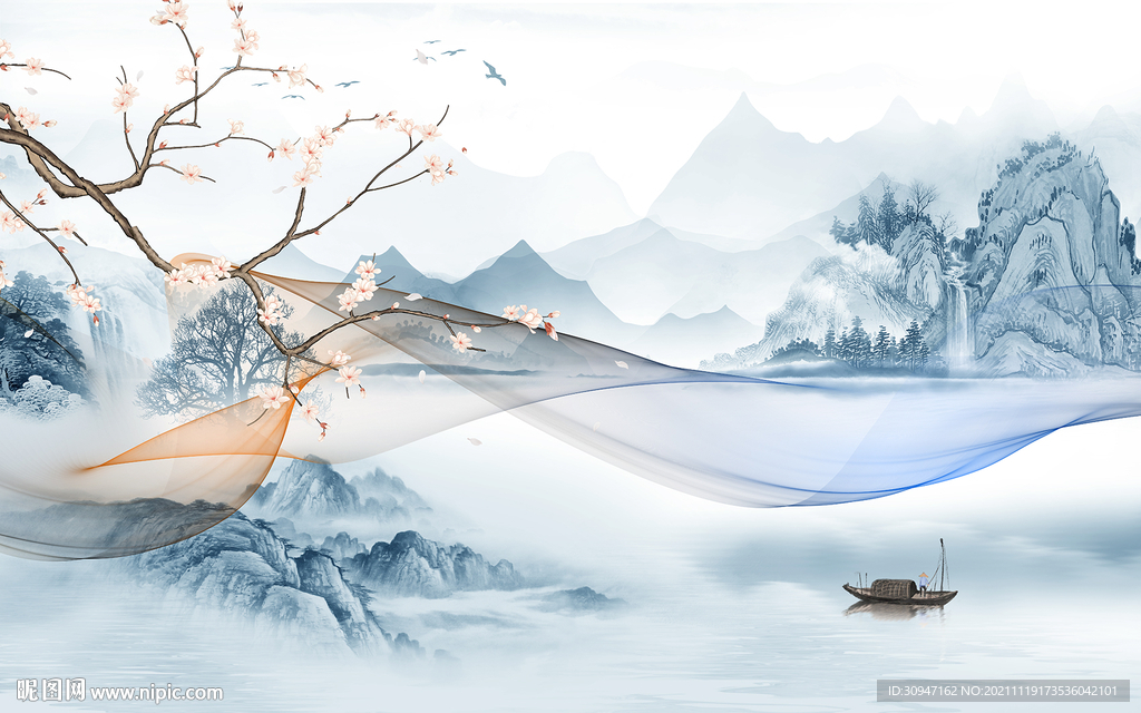 别墅客厅新款山水 TIF分层