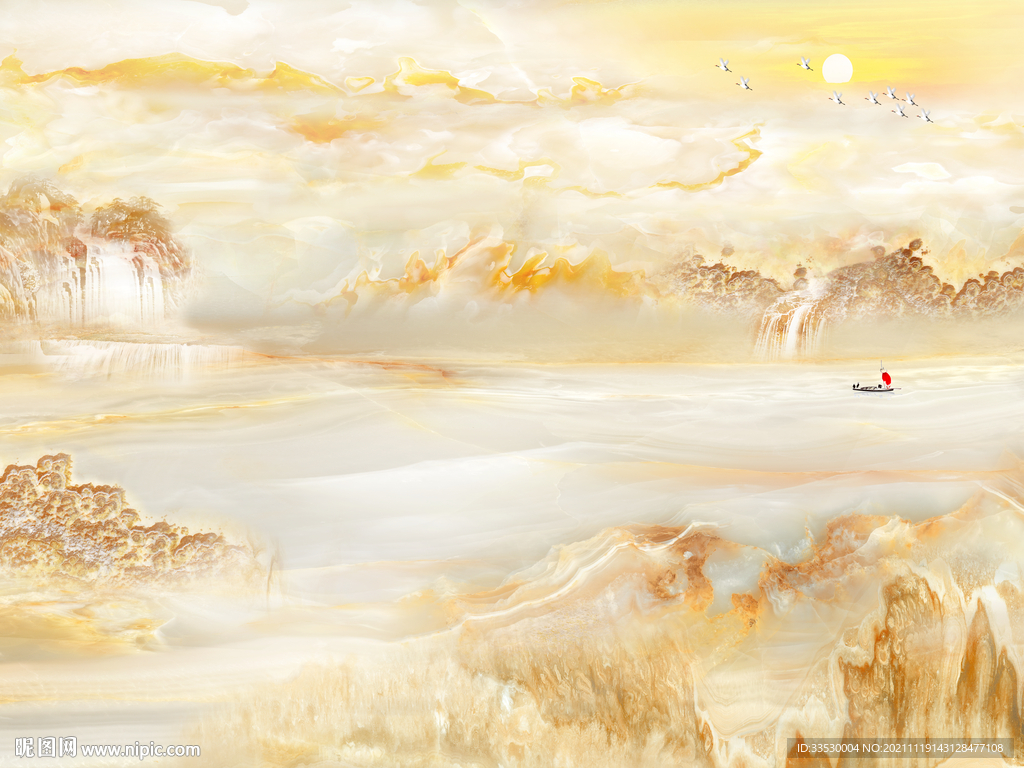 大理石山水画
