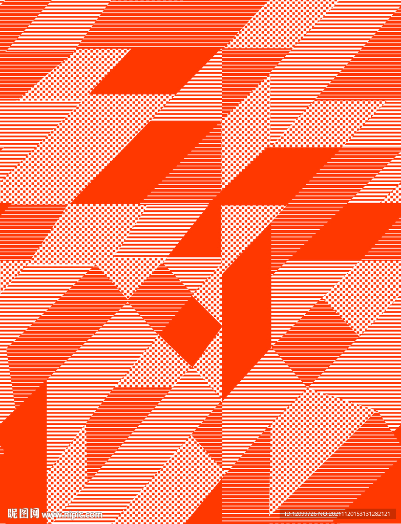 几何图形橙色印花