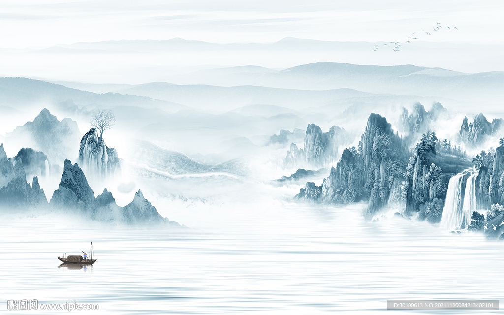 新款 背景画山水 TIF分层图