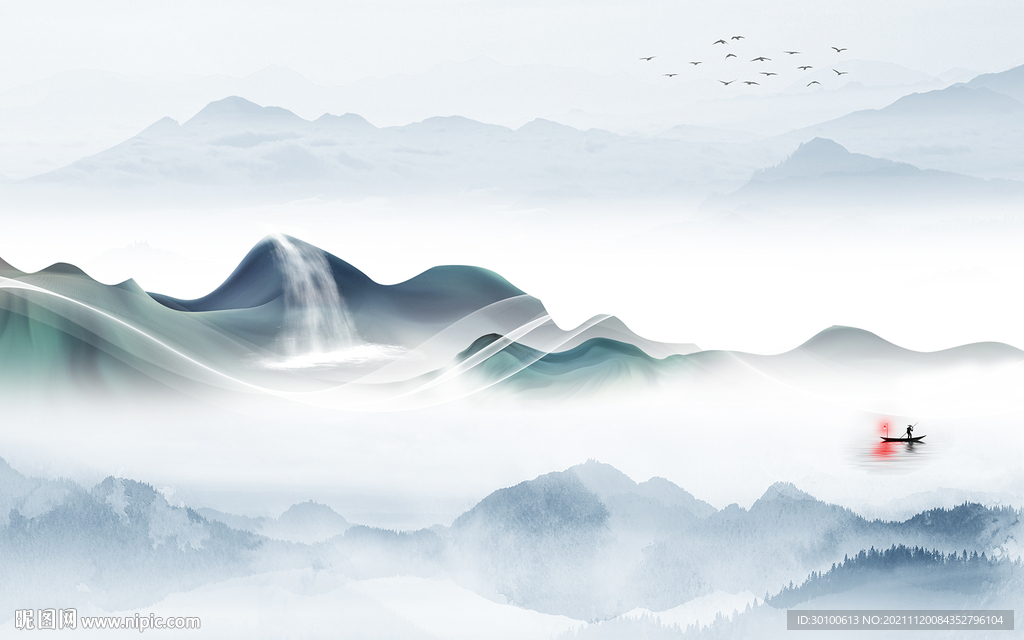 最新背景画山水 TIF分层图