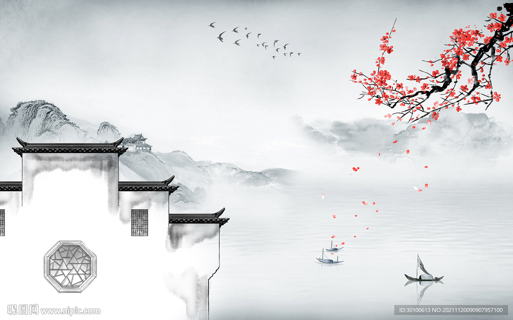 现代背景画山水 TIF分层图