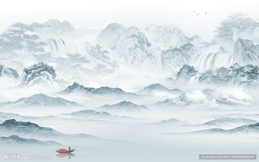 高清 背景画山水 TIF分层图