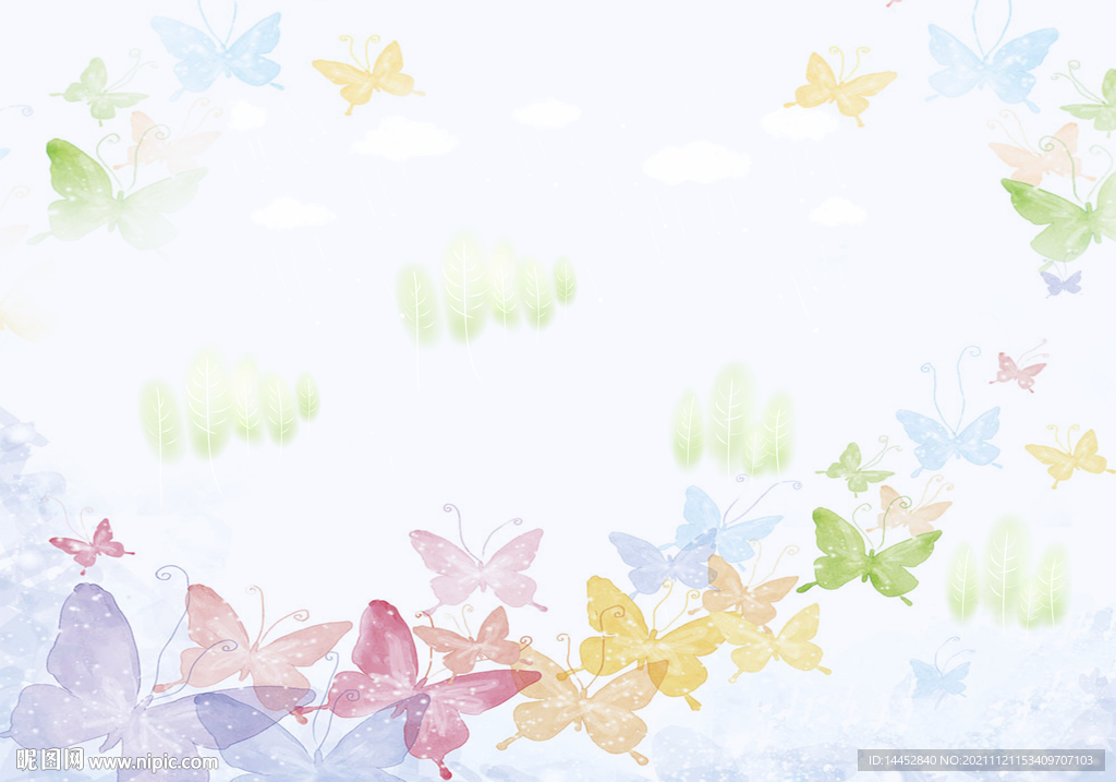 水彩 蝴蝶 梦幻  简约  