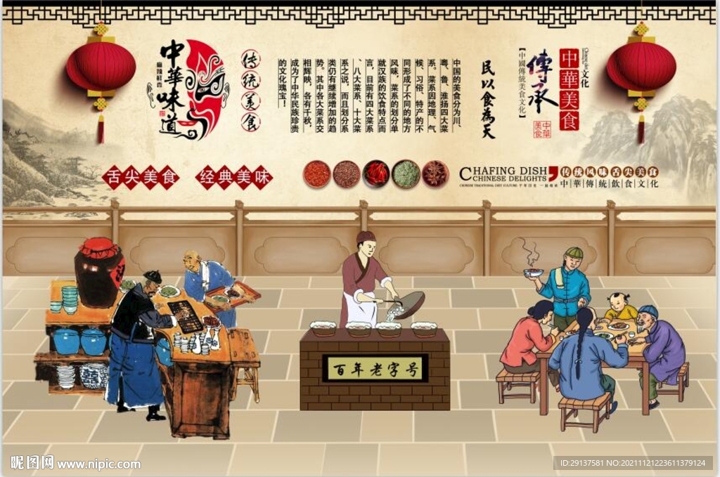饭店背景墙装饰画文化墙