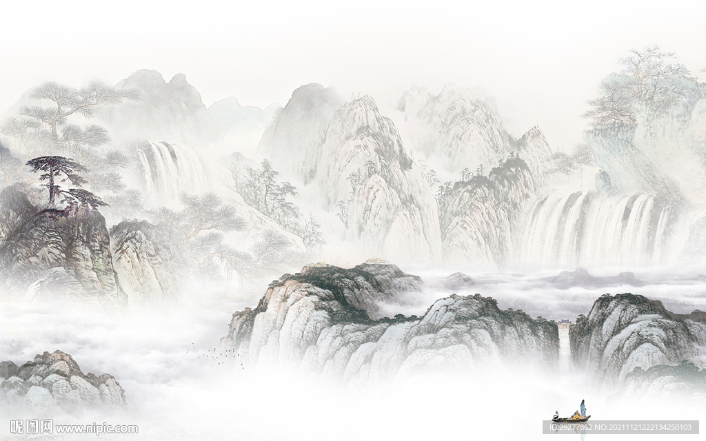 大气 山水背景新画 tif分层