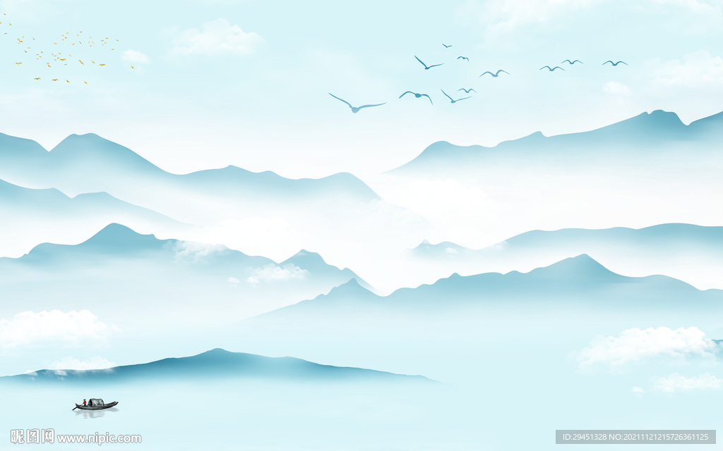 中式 高清山水背景 tif分层