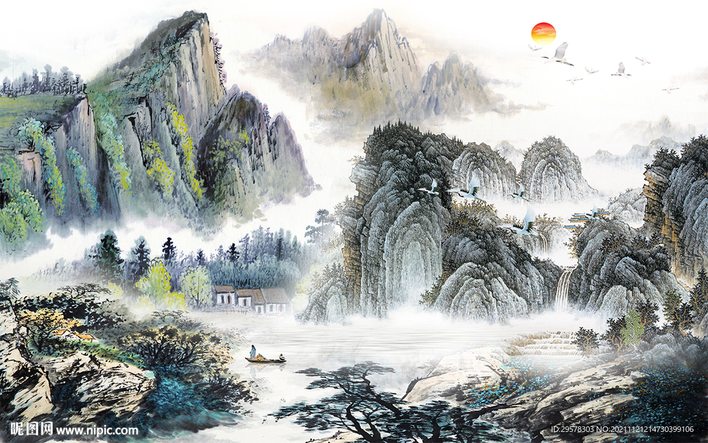 国画客厅新山水画 TIF分层