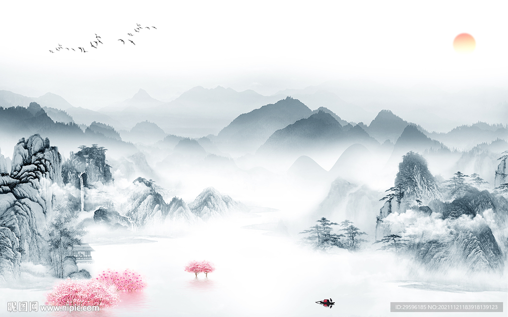 简约山水爆款墙画 TIF文件