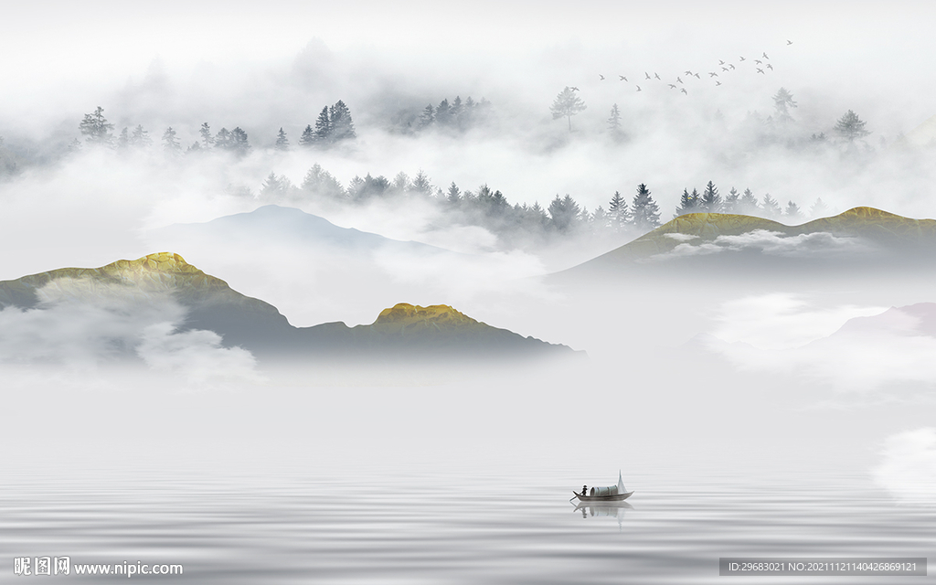 新中式现代客厅山水 TIF文件