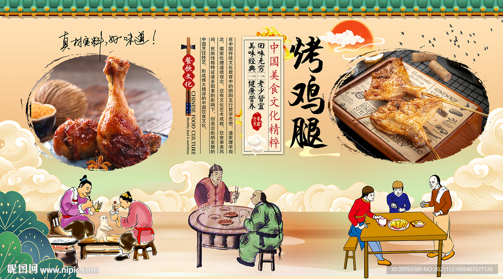 烤鸡腿背景墙