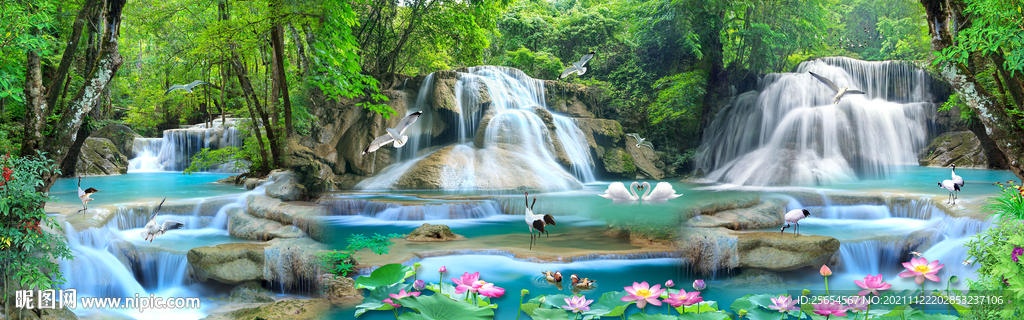 唯美流水全屋背景墙