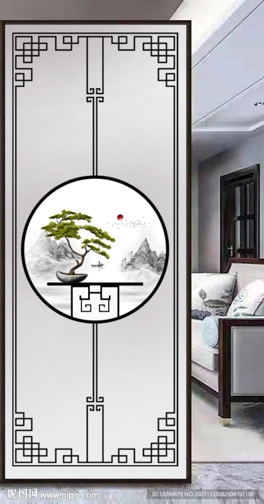 高清分层透明底屏风玻璃打印图