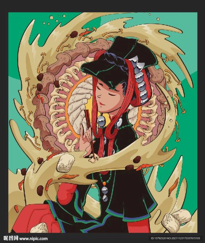 漫画女孩 民族风