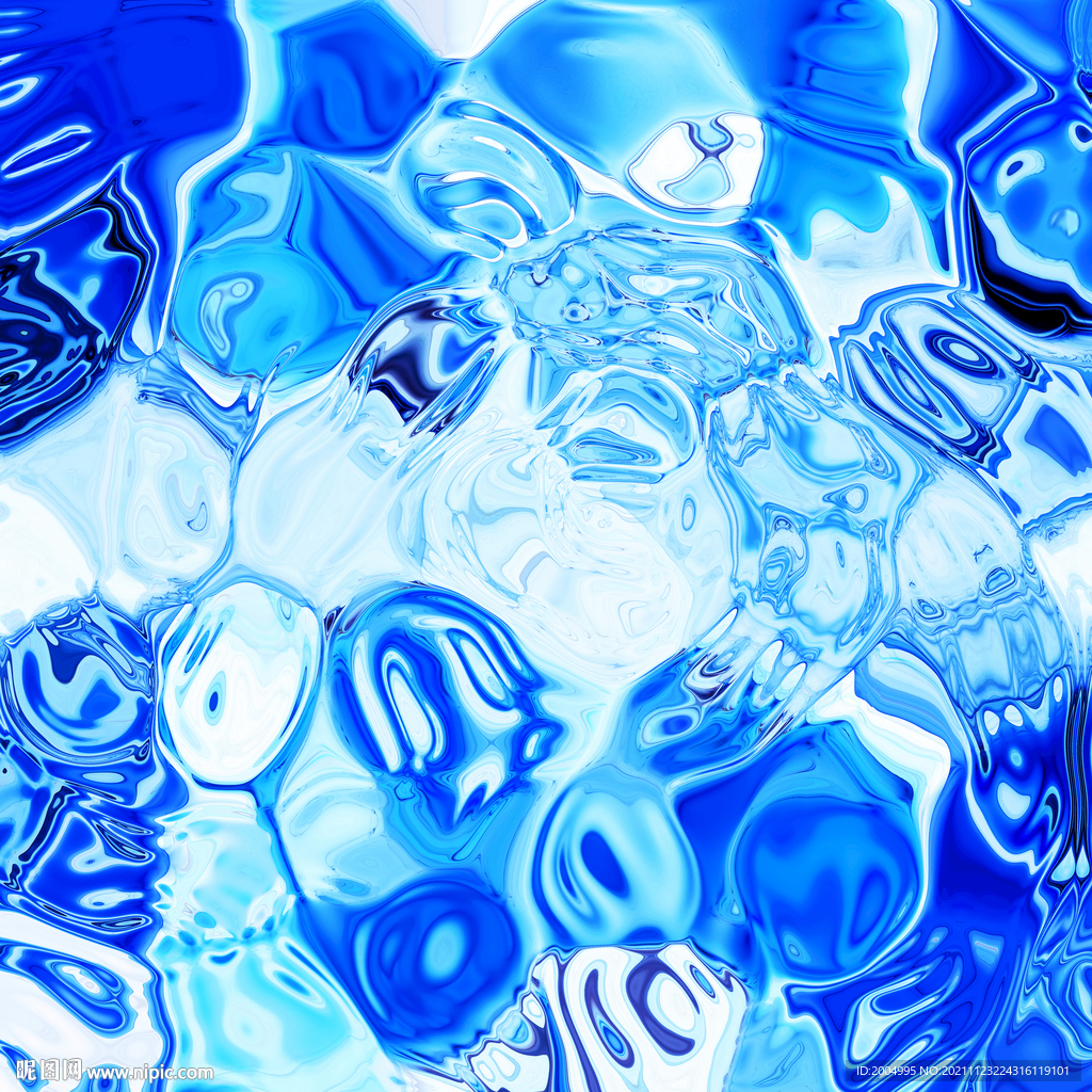 蓝色抽象流体艺术画