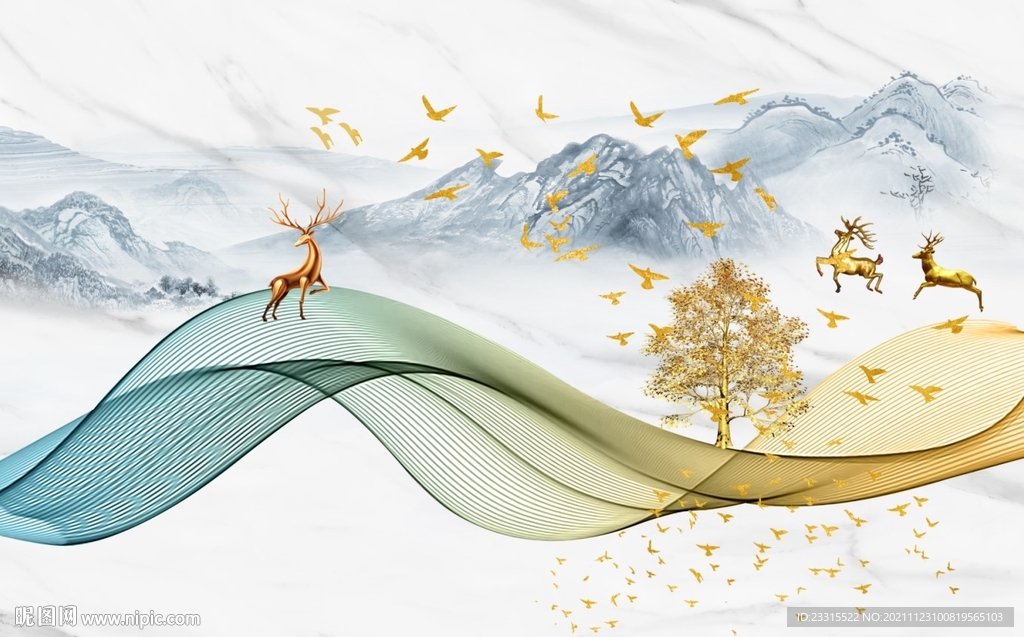 简约新中式背景墙