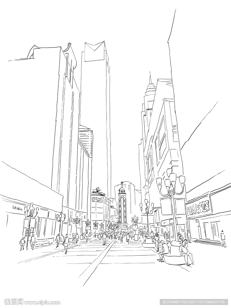 重庆解放碑钢笔速写