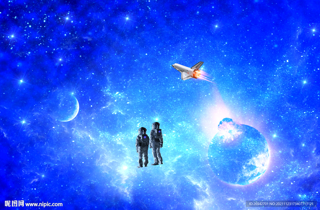 太空空间站宇航员背景墙