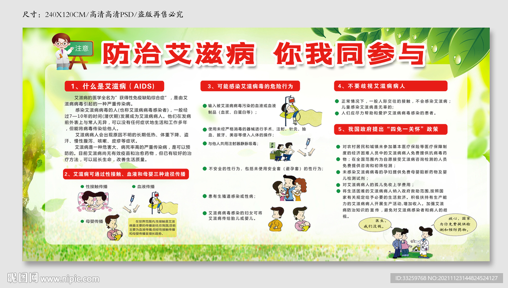艾滋病宣传栏模板下载