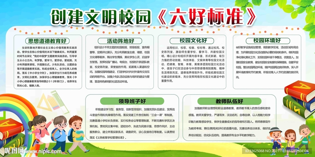 文明校园六好标准展板