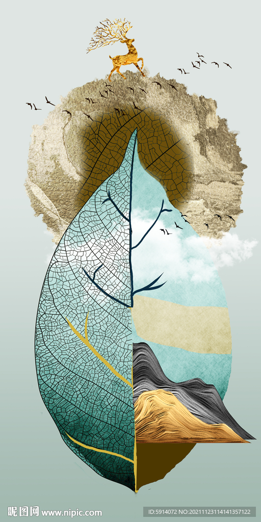 装饰画 晶瓷画 叶子