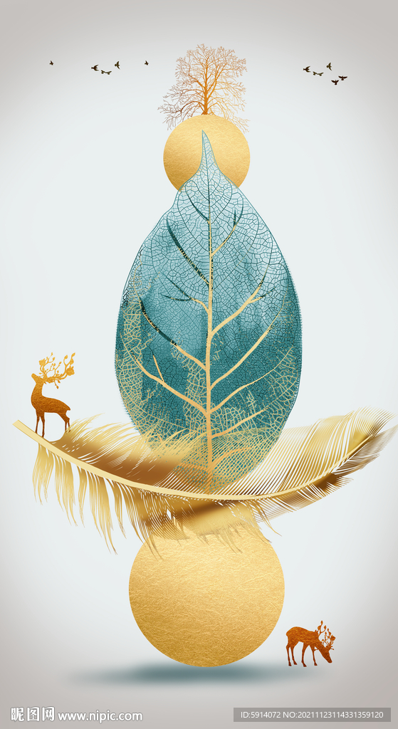 装饰画 晶瓷画 叶子