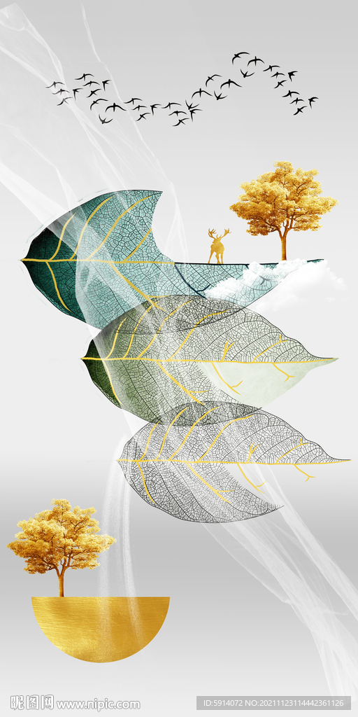 装饰画 晶瓷画 叶子