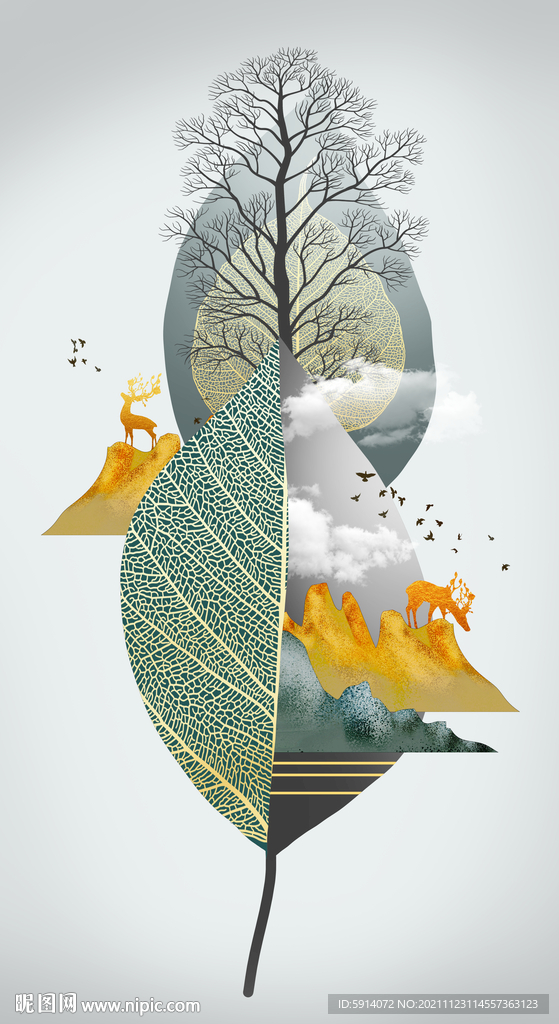 装饰画 晶瓷画 叶子