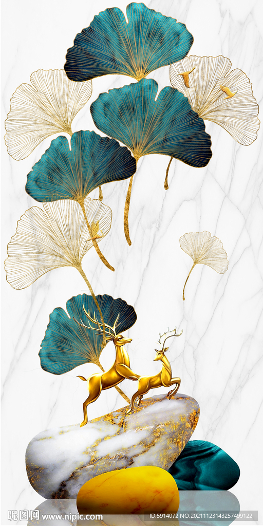 装饰画 晶瓷画 石头麋鹿