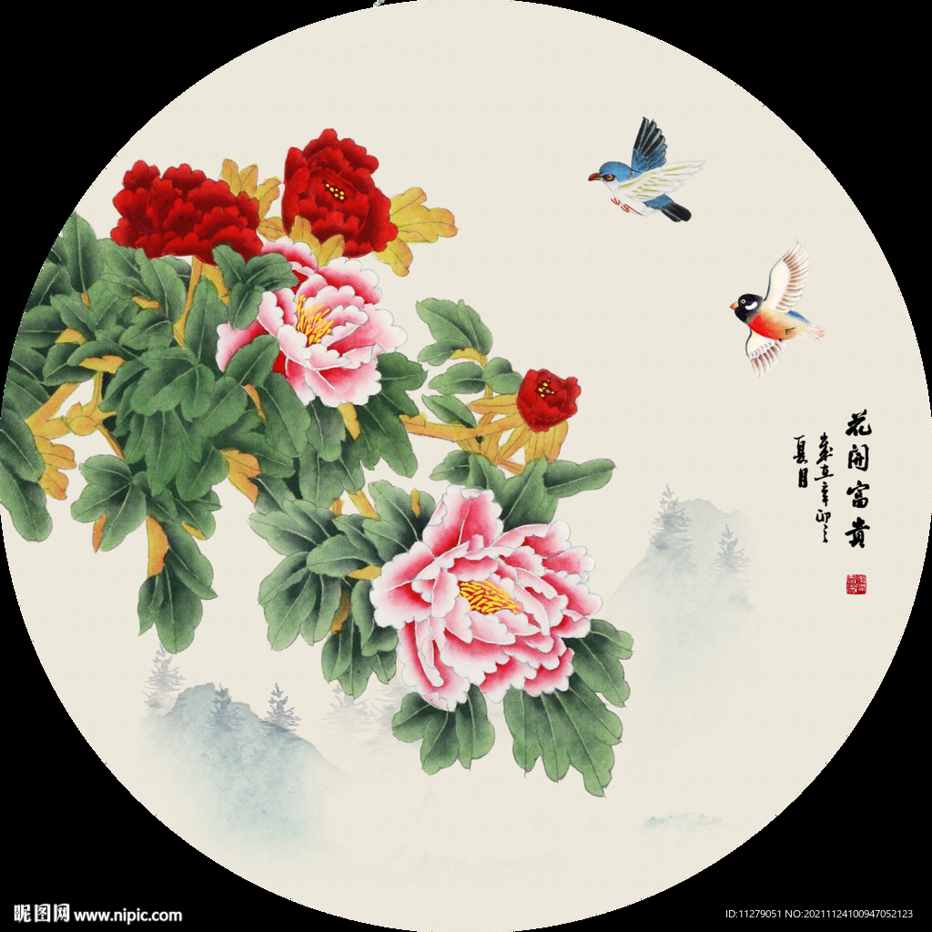 牡丹花开富贵装饰画下载