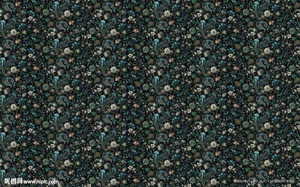 手绘美式中世热带雨林背景墙图片