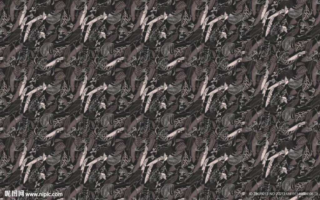 手绘美式中世热带雨林背景墙图片