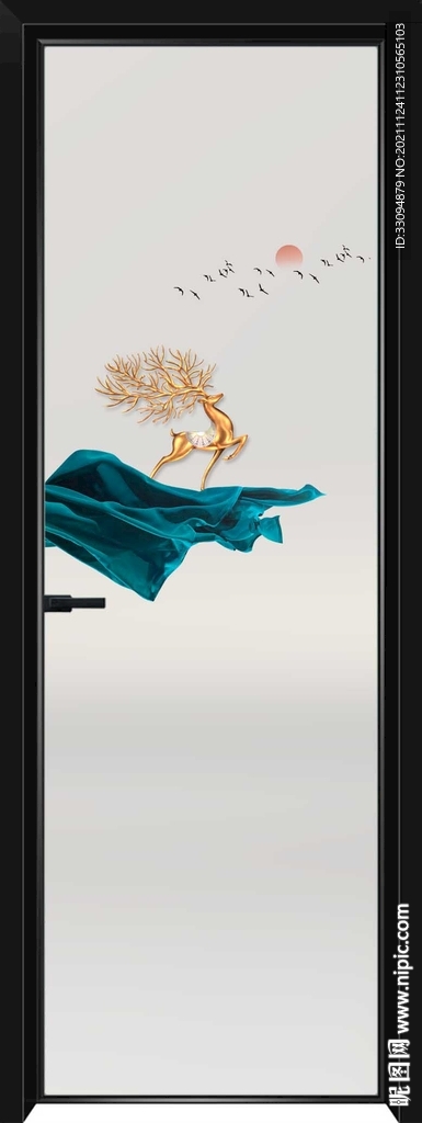 高清分层透明底平开门打印图