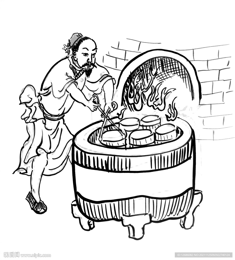 烧窑师白描