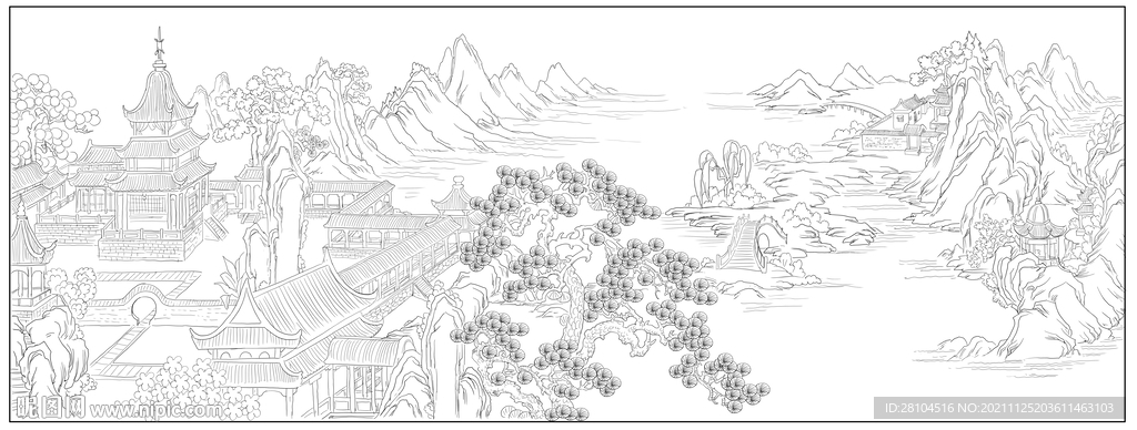 建筑山水图